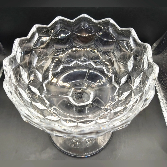 Fostoria American cube pattern candy dish - Picture 2 of 7